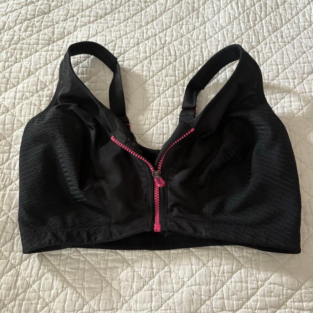 GLAMORISE Women's Sport Bra Black Sz 36G Athletic Running Jogging Activewear Y2K
